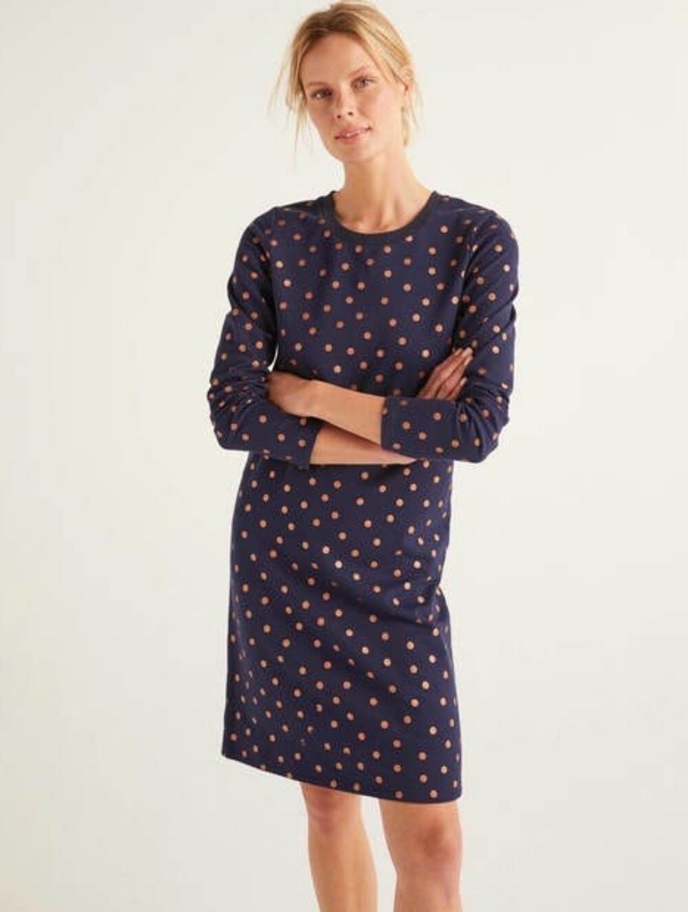 Boden Sweatshirt Dress Polka Dot Size 4